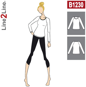 Line2Line snitmønster - B1230 Raglan T-shirt